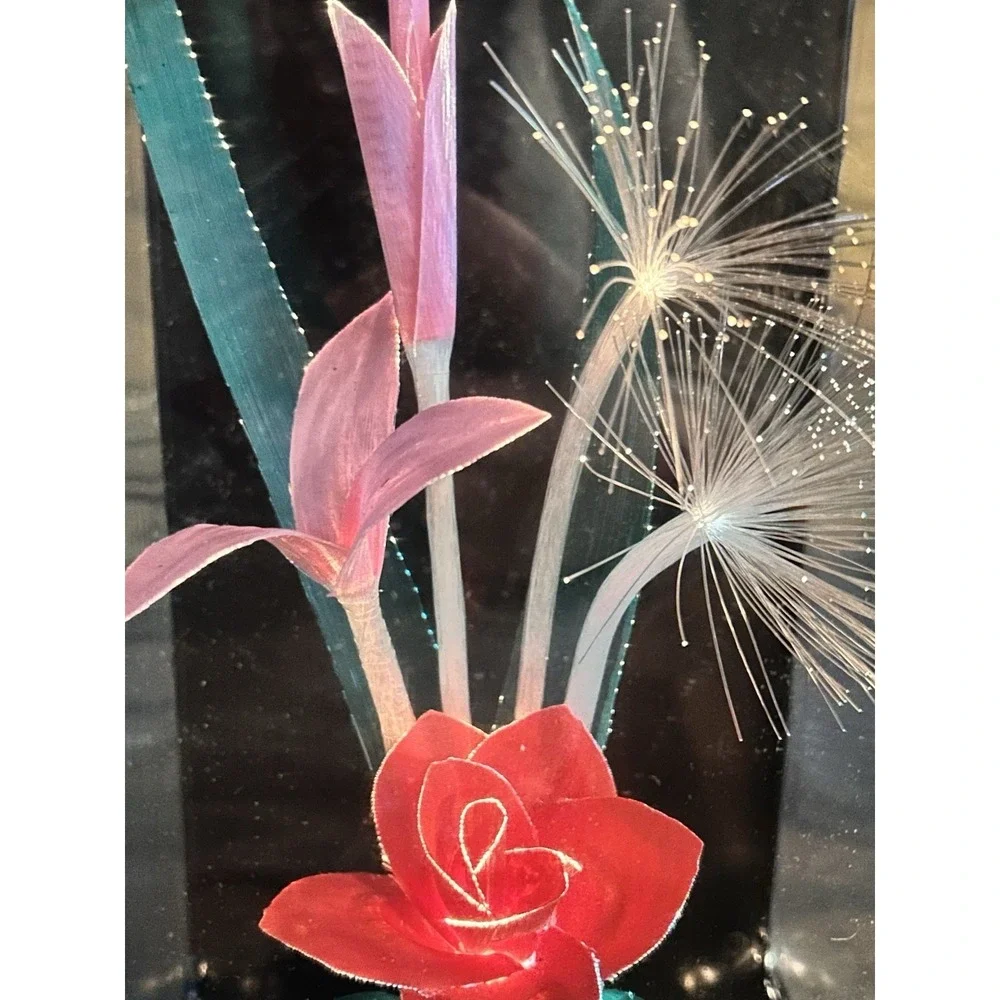 Vintage Retro Fiber Optic Color Changing Flower Bouquet Lamp Light 10x4x3